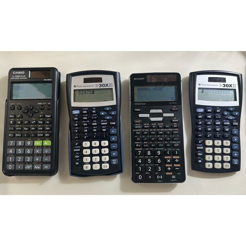 CASIO SHARP Texas Instruments TI-30X IIS Scientific Calculator Lot Of 4 TESTED